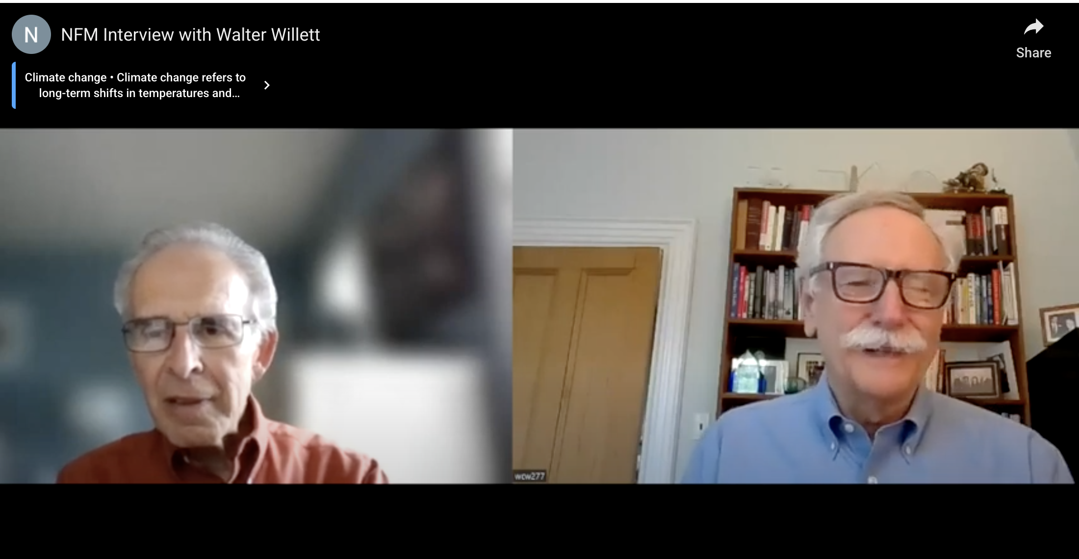 Walter Willett during an NFM interview, visible via webcam.