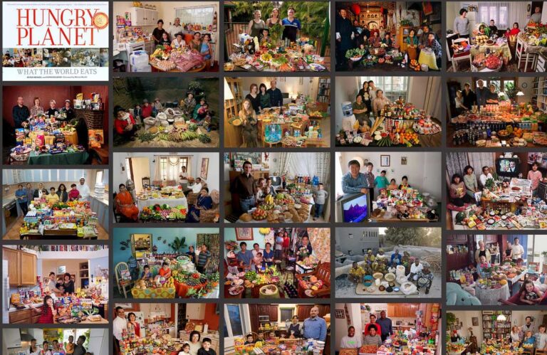 Families around the world with a week's worth of food, as featured in "Hungry Planet" book.