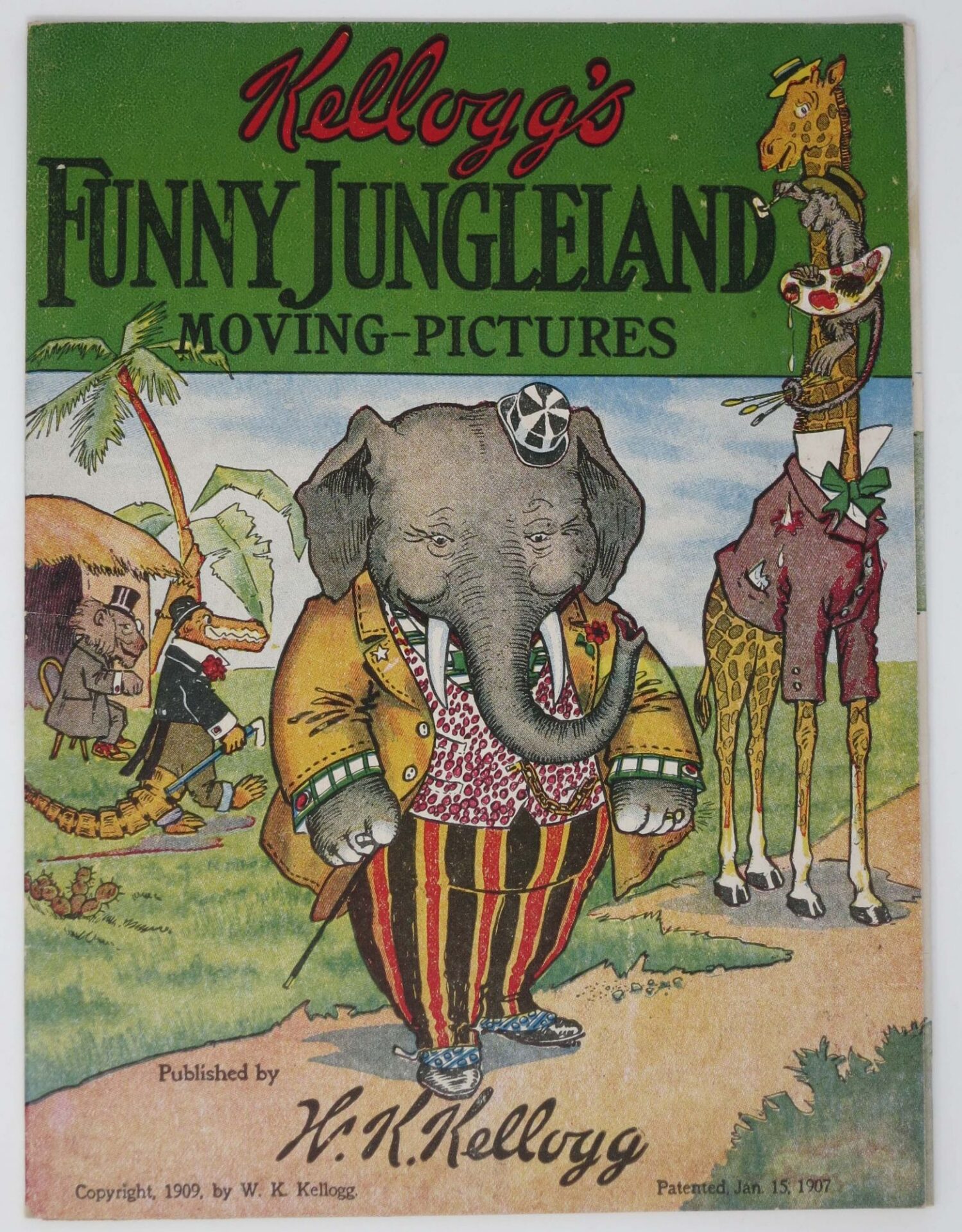 Kellogg's Funny Jungleland book cover featuring dressed-up animals.