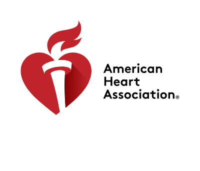 American Heart Association logo with heart and flame icon