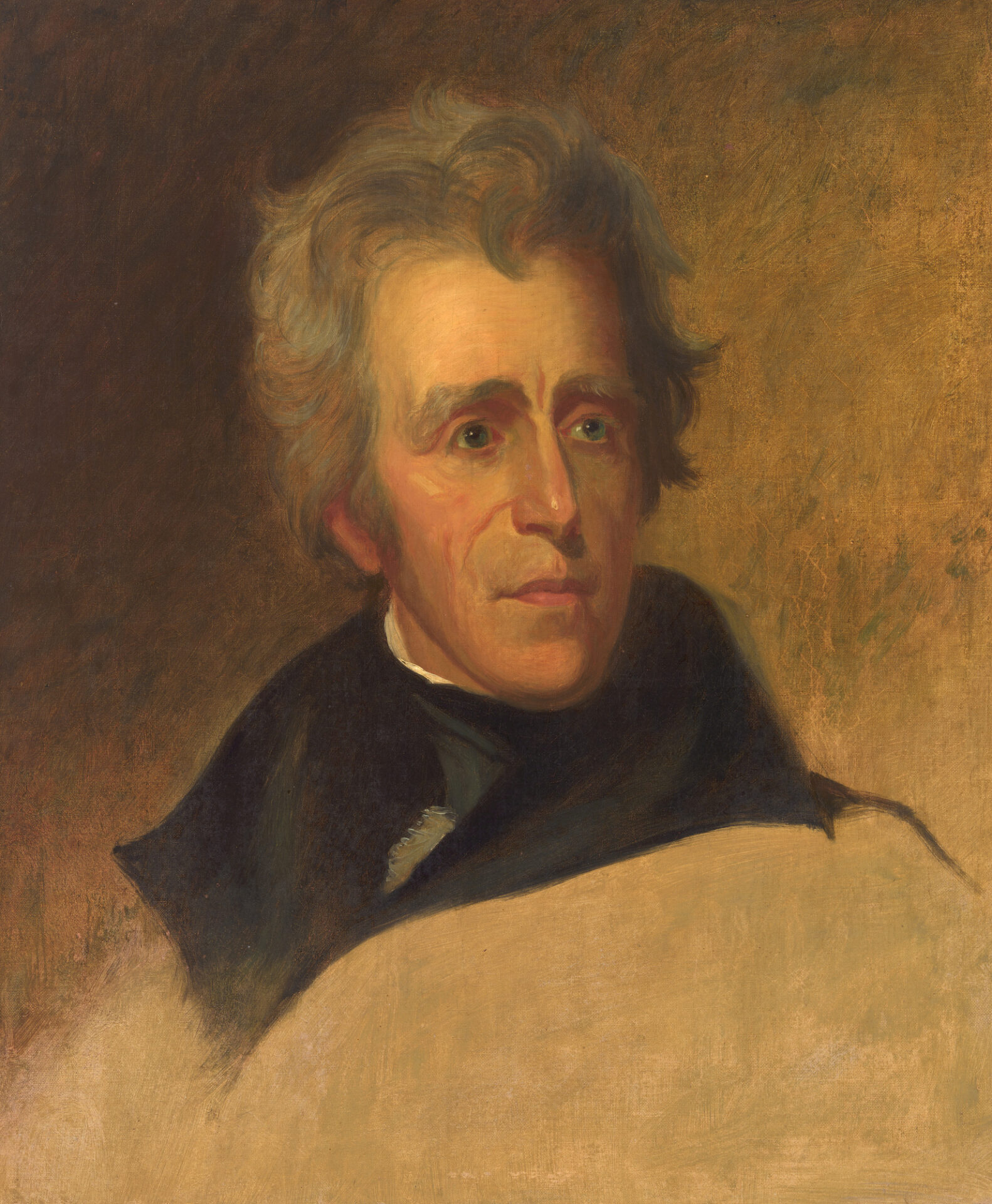 Portrait of Andrew Jackson, 7th US President, in a dark coat
