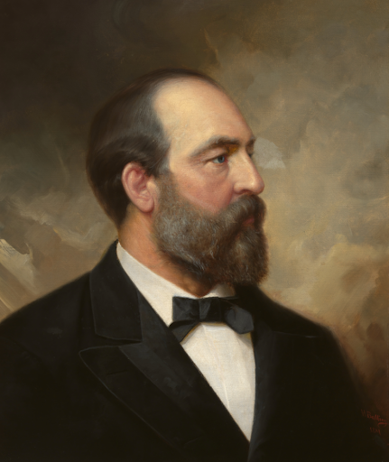 Portrait of James A. Garfield, 20th U.S. President, in formal attire.