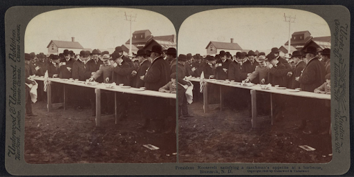 Theodore Roosevelt at a rancher's barbecue in Bismarck, N.D.