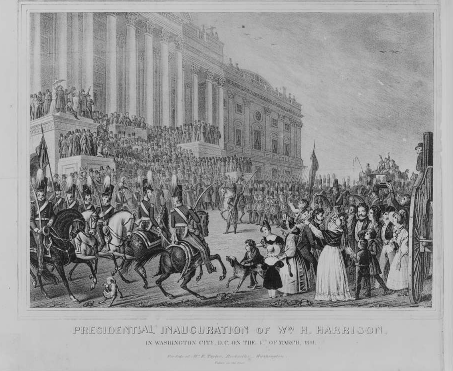 Presidential Inauguration of William Henry Harrison in Washington D.C., March 4, 1841.