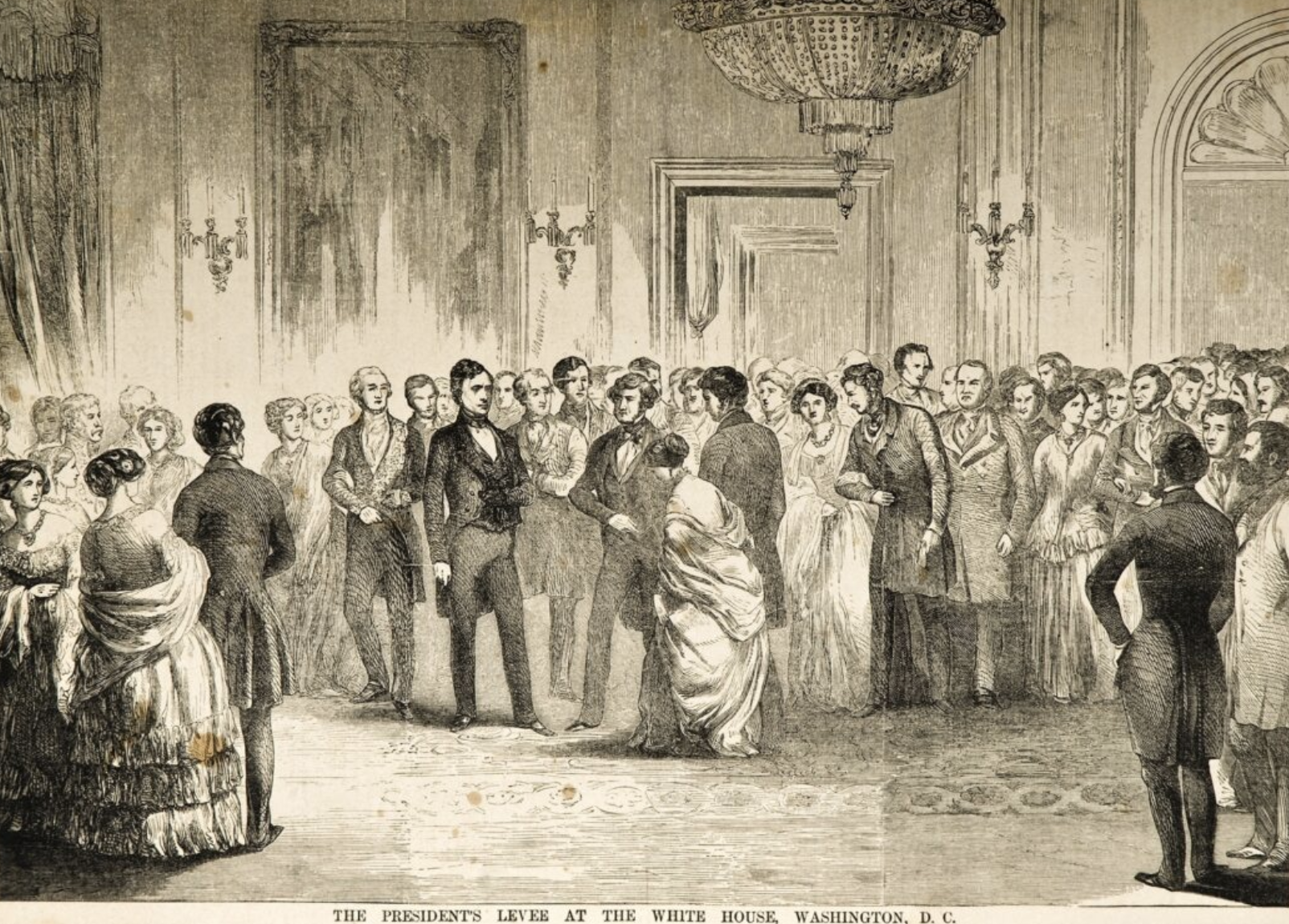The Presidents' Levee at the White House, Washington D.C., a crowded formal gathering.