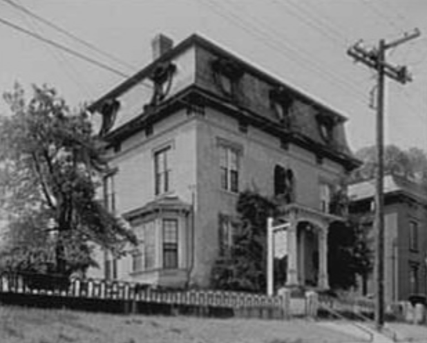 Franklin Pierce's historic Victorian home, a grand mansard-roofed house.