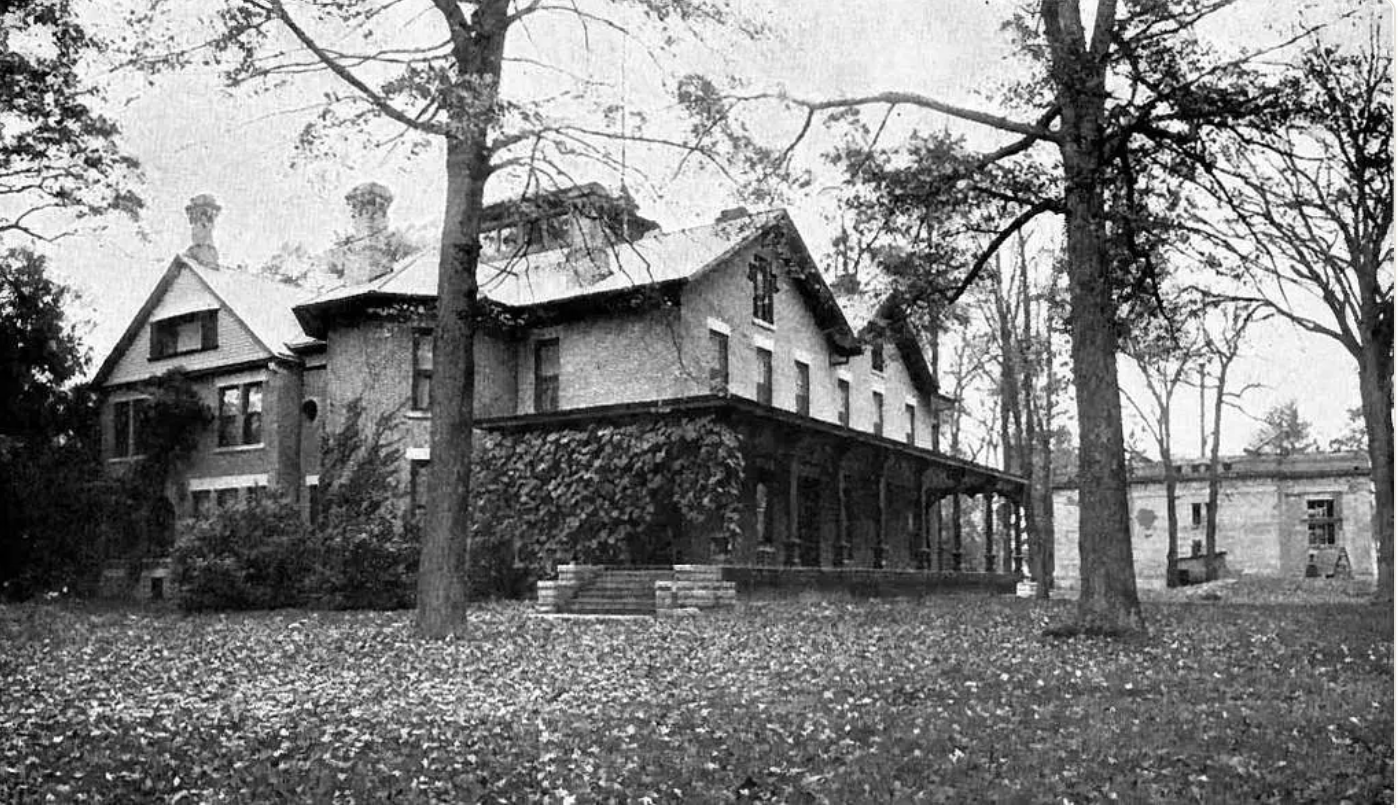 Rutherford B. Hayes' Spiegel Grove estate, a historic mansion with a large porch.