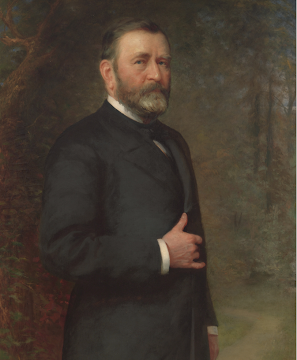 Thumbnail of Ulysses S. Grant in a dark suit, standing outdoors