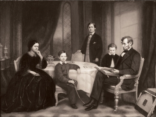 Abraham Lincoln and family portrait: Mary Todd, Robert, Tad, and Willie Lincoln