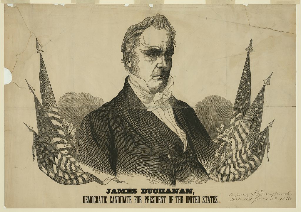 James Buchanan, Democratic candidate for President, with US flags.