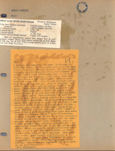 Dwight D. Eisenhower's meatloaf recipe, including ingredients and instructions.